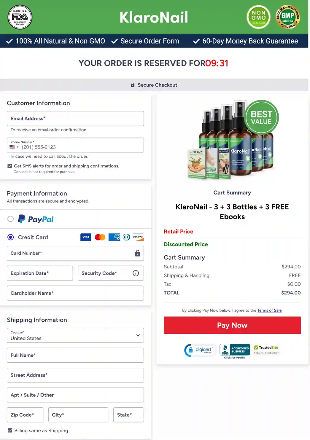 KlaroNail accepts Visa, Mastercard, American Express, PayPal, and other secure payment methods